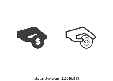 Sparen Sie Geld Symbol Vektorgrafik Glyph Stil Design mit 2 Stilsymbole schwarz-weiß. Einzeln auf weißem Hintergrund.