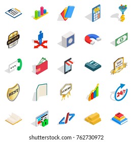 Save money icons set. Isometric set of 25 save money vector icons for web isolated on white background