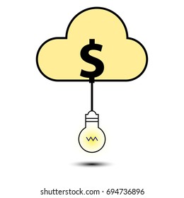 Save money idea concept with bulb and cloud