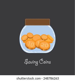 save money in jar flat icon  vector illustration eps10 