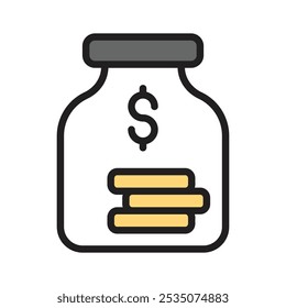 Save with the money jar flat icon for smart financial management