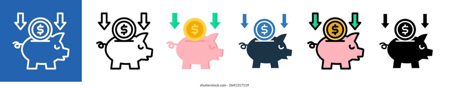 Save Money multiple icon style vector illustration