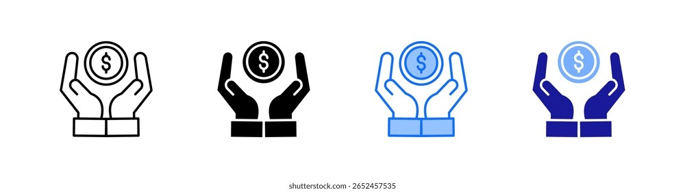 Save Money Multiple Style Icon Set Vector