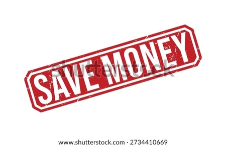 Save money now with this red stamp on white background