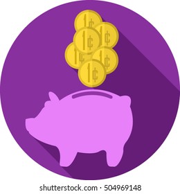 Save money pig 1 cent icon flat design