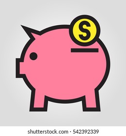 Save money pig bank icon in trendy flat style isolated on grey background. Internet and ecommerce symbol for your design, logo, UI. Vector illustration, EPS10.