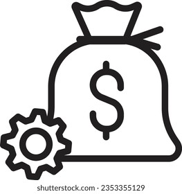 save money process, money bag gear icon vector