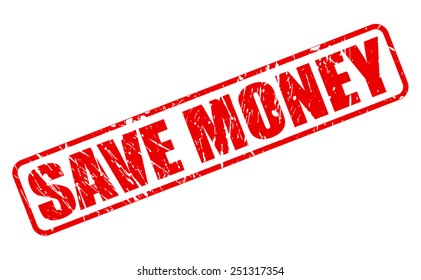 Save money red stamp text on white