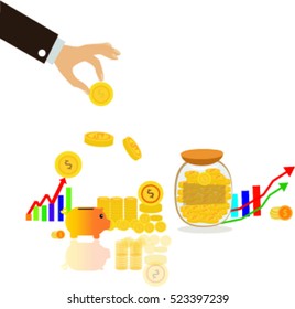 save money and saving dollar coin