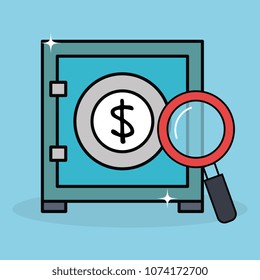 save money security box with magnifying glass