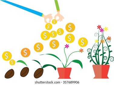 save money and seed tree concept