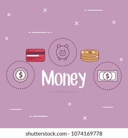 save money set icons