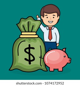 save money set icons