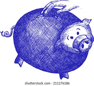 save money, sketch vector