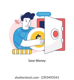 Dibujo de diseño de color del vector de ahorro de dinero. Símbolo del archivo EPS 10 de fondo blanco