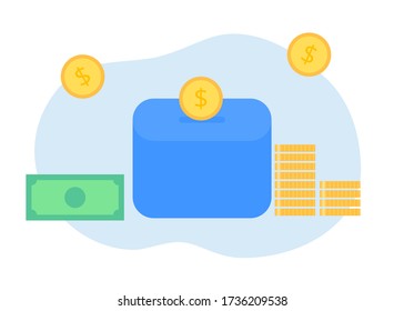 Save money vector. Finance and business concept. Personal finance concept. Money saving. Flat design on white background.