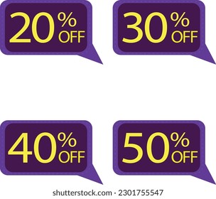 Save more with our discounts! 4 amazing discount icons: 20%, 30%, 40%, and 50%. Vibrant colors and modern design. Ideal for promoting special offers. Download now!