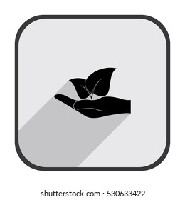 Save nature - black vector icon  with long shadow