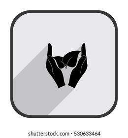 Save nature - black vector icon  with long shadow