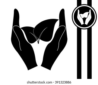 save nature - black and white vector icon