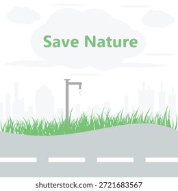 Save nature , building, grass, could, green, white, light black