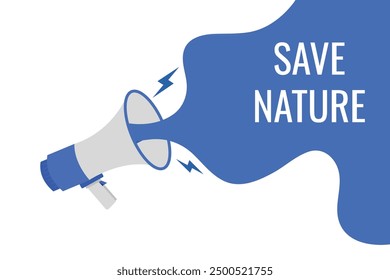 save nature button, banner, label, template for website. save nature text with colorful megaphone icon
