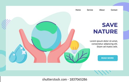 save nature campaign for web website home homepage landing page template banner with flat style
