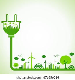 Save Nature Concept with Ecocity stock vector