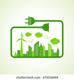Save Nature Concept with Ecocity stock vector