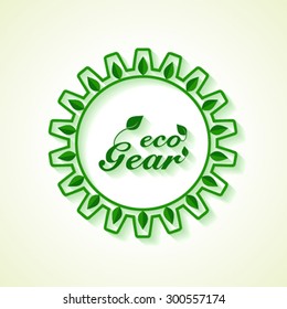 Save Nature concept with gear and leaf- vector illustration