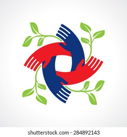 save nature concept, hands and leaves.