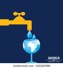 Save Nature Concept - World Water Day Stock Vector