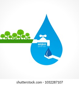 Save Nature Concept - World Water Day Stock Vector