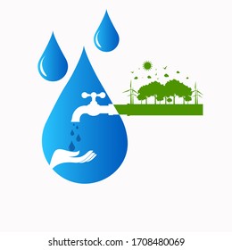 Save Nature Concept World Water Day Stock Vector