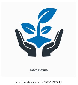 Save nature and conserve nature icon concept