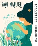 Save Nature. Earth Day. Vector template for card, poster, banner, flyer Design element