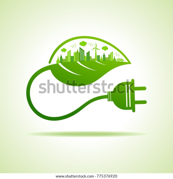 Save Nature and ecology concept with eco cityscape\
stock vector