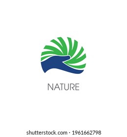 Save nature ecology logo hand and leaf illustration