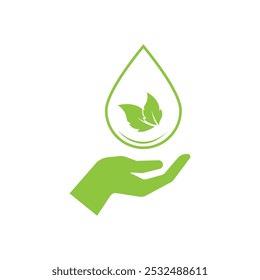 Save nature ecology logo hand and leaf illustration