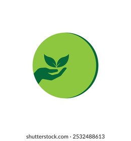 Save nature ecology logo hand and leaf illustration