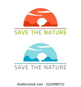Save the nature environment conservation icon logo vector or protect earth planet world day care logotype graphic symbol illustration, wild life beauty protection print sign idea