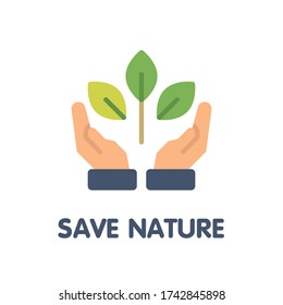 Save nature flat icon style illustration design on white background eps.10