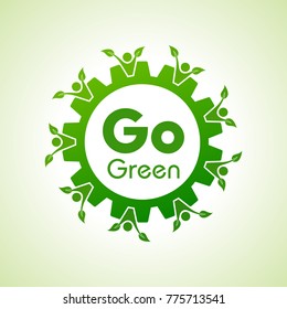Save Nature and go green concept with eco gear stock vector