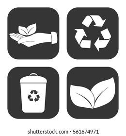 Save nature icons vector set on gray  buttons