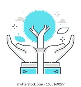 Save nature related color line vector icon, illustration. The icon is about forests, tree,environment, clean, pollution. The composition is infinitely scalable.