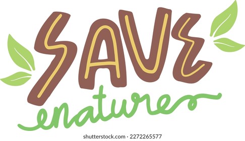 Guardar la tipografía de la naturaleza dibujada a mano 