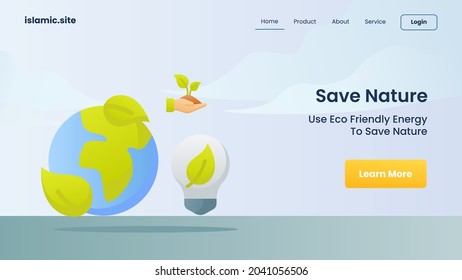 save nature use clean energy to save nature for website template landing homepage flat isolated background
