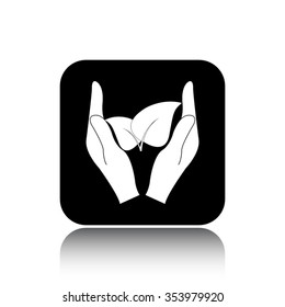 save nature vector icon on black button with reflection