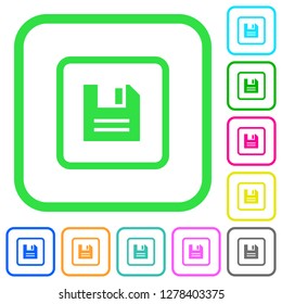 Save object vivid colored flat icons in curved borders on white background