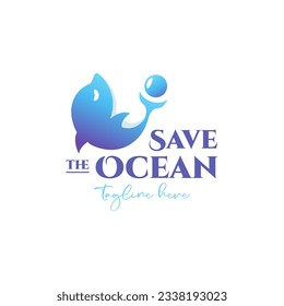 Save ocean blue dolphin for animal rescue conservation identity, Documentary of ocean wildlife logo